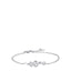 Silver-toned steel bracelet with a wavy snake motif and a single round white crystal, secured by a lobster clasp.