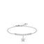 Silver-toned steel bracelet with a row of clear zircons and a polished silver-toned star charm.