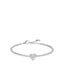 Silver-toned steel tennis bracelet with a continuous line of white zircons and a central heart-shaped white zircon cluster.