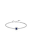 Silver-toned steel tennis bracelet with a continuous line of white zirconia stones and a central blue round zirconia stone su