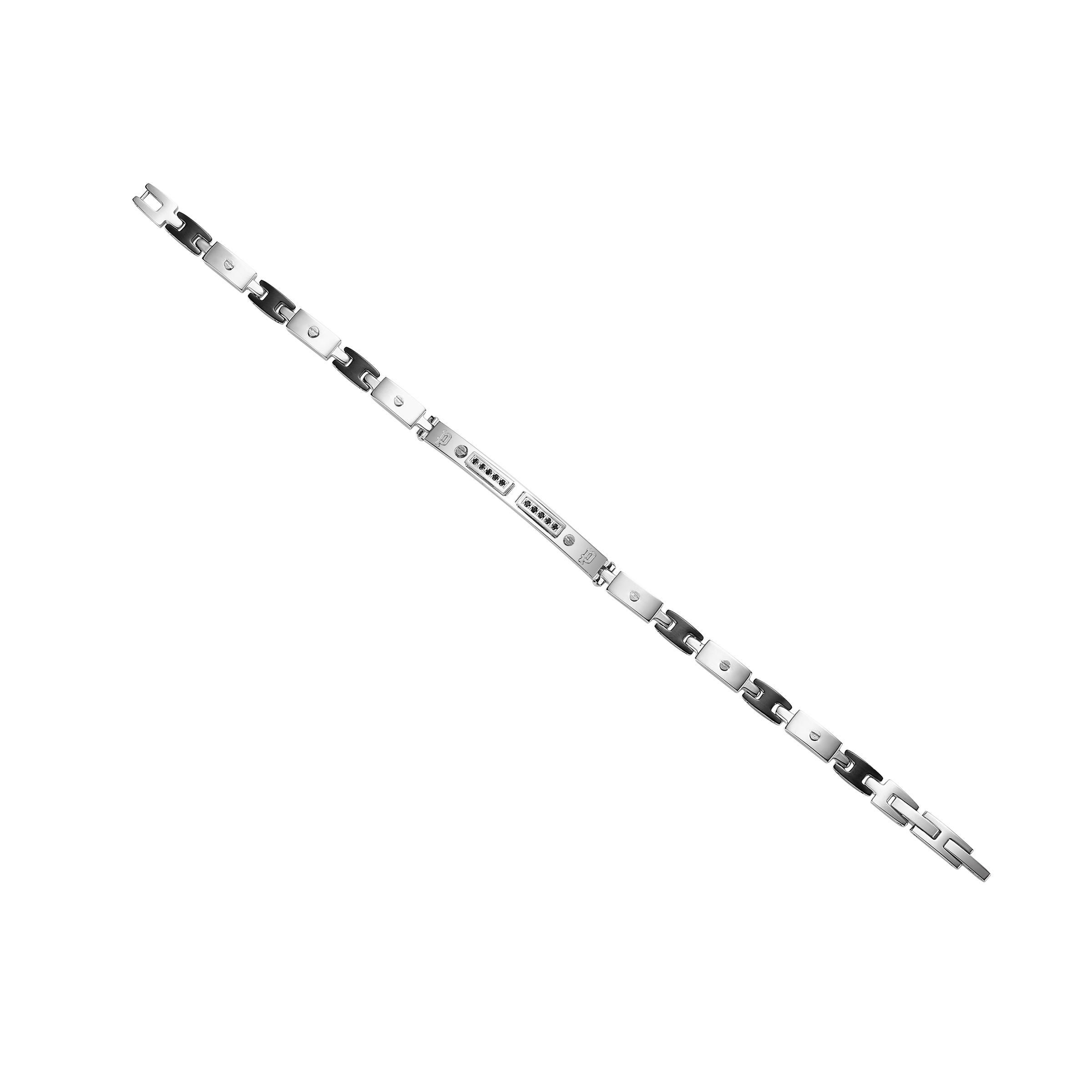 Police Bond Slim Bracelet in Stainless Steel with Black Crystals