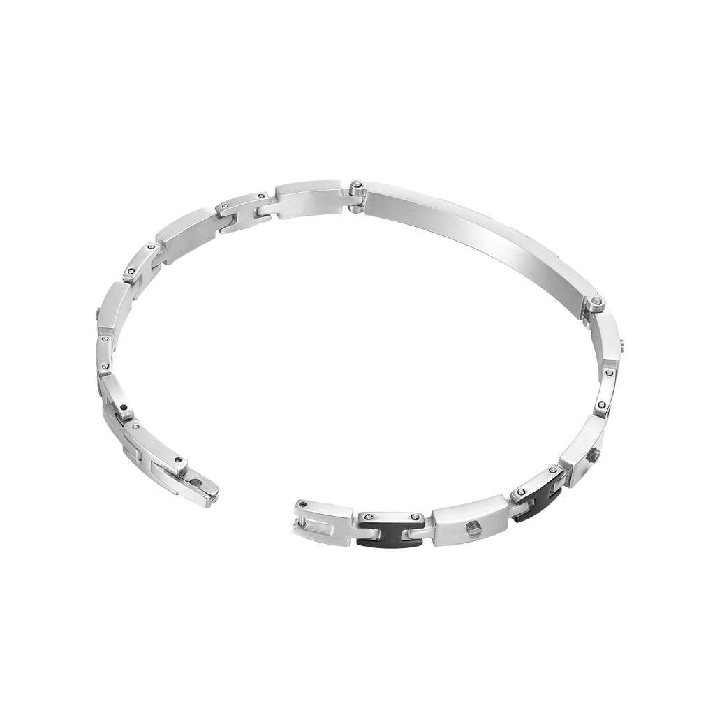 Police Bond Slim Bracelet in Stainless Steel with Black Crystals