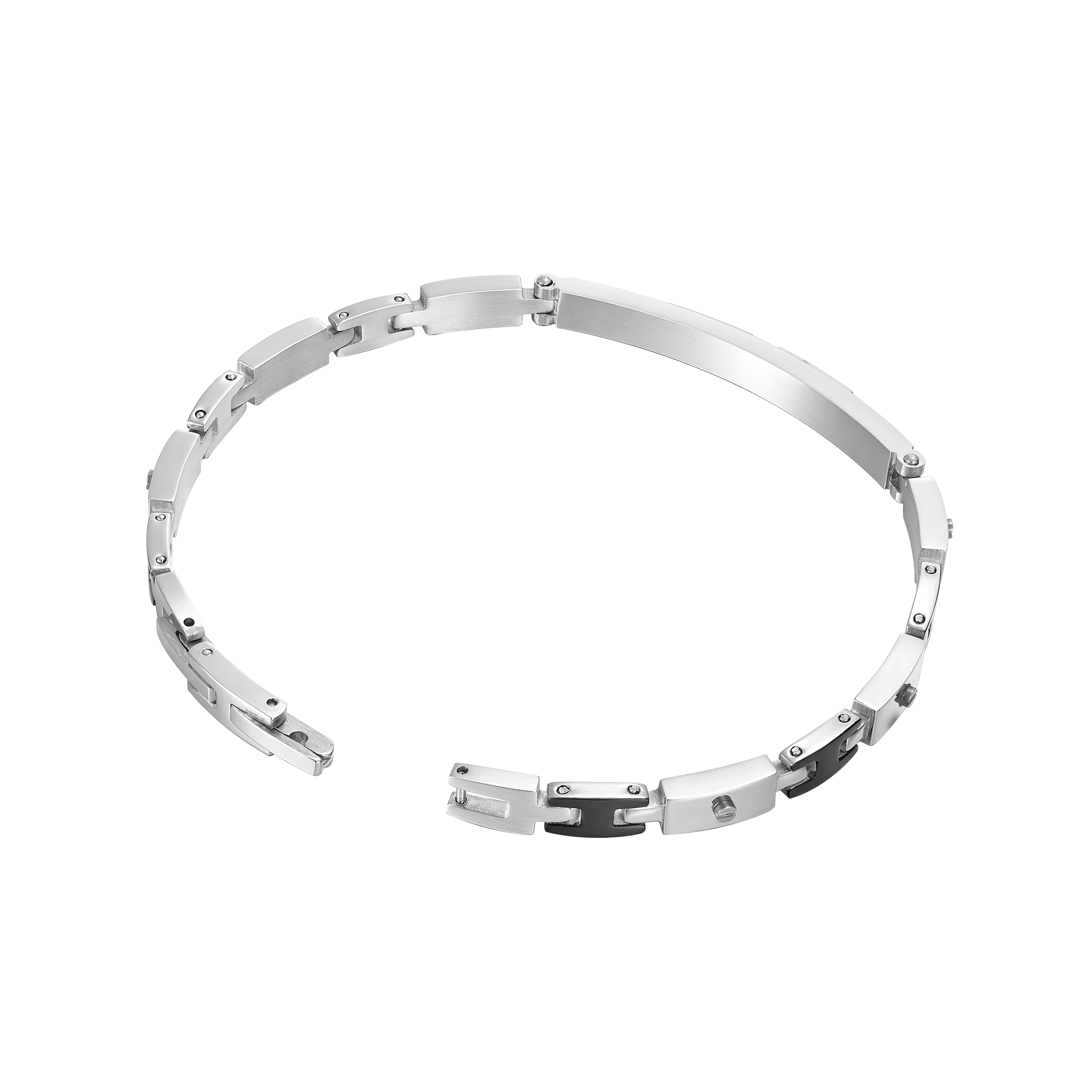 Police Bond Slim Bracelet in Stainless Steel with Black Crystals