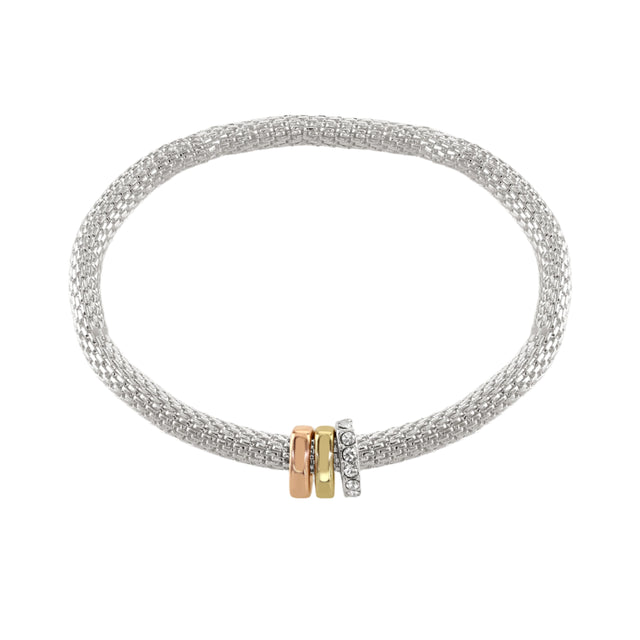 Buckley London Mesh Stretch With Three Rondelles rose Gold