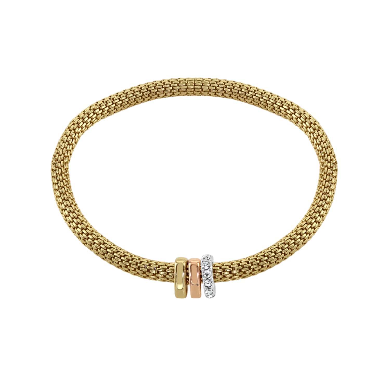 Buckley London Mesh Stretch With Three Rondelles Rose Gold Buckley London Mesh Stretch With Three Rondelles Rose Gold