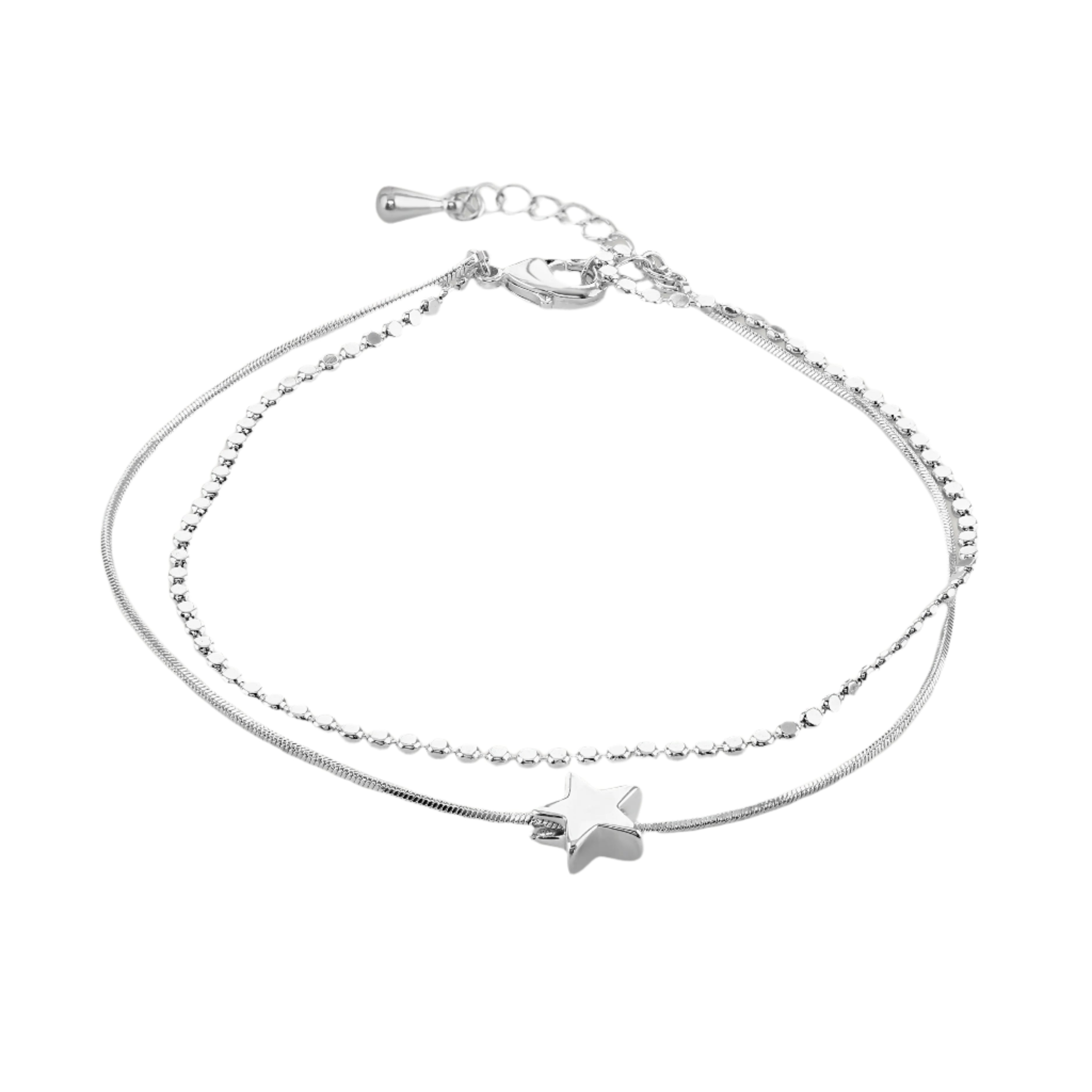 Buckley London Double Chain Star Charm Bracelet 1M Silver plating