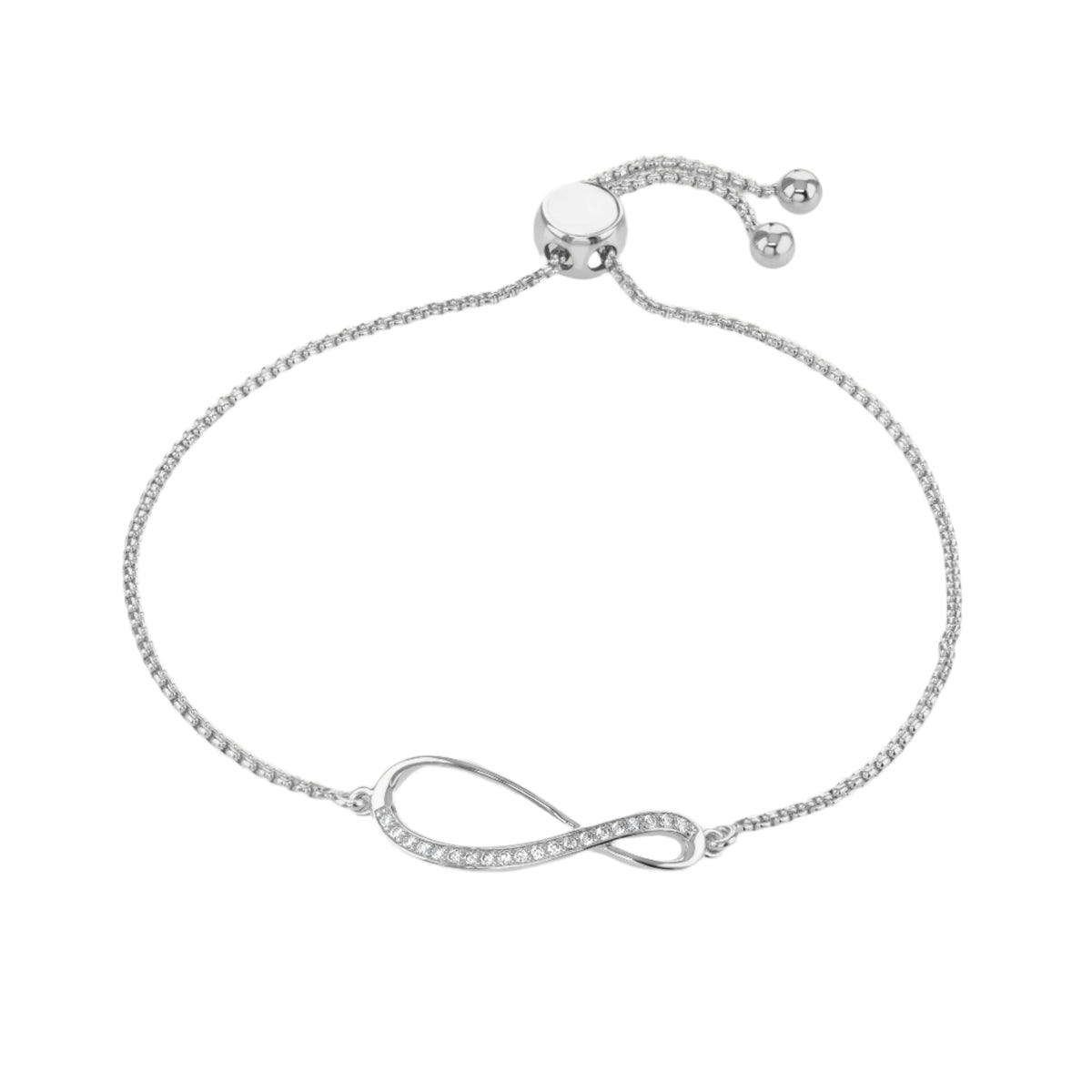 Buckley London Silver Infinity Stone Adjustable Bracelet Silver