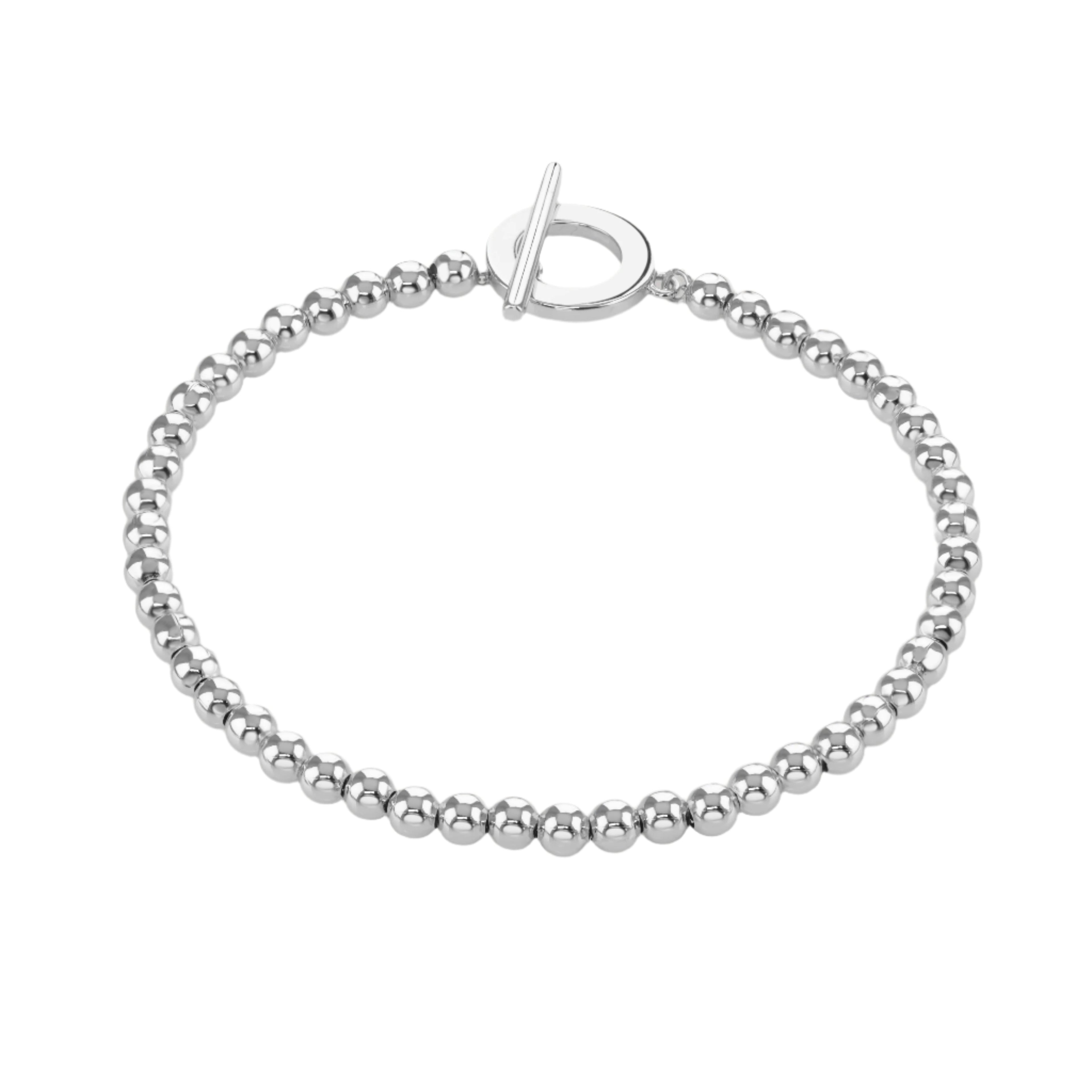 Buckley London Silver T-Bar Beaded Bracelet Silver SS25