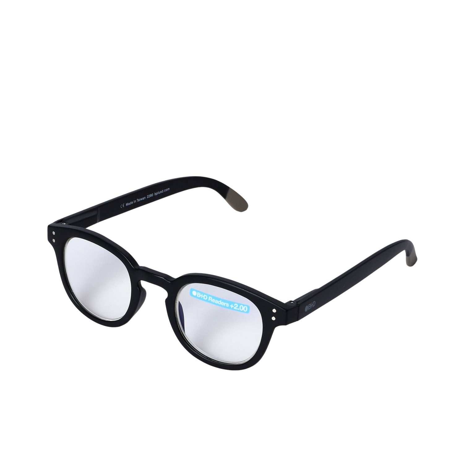 B+D Unisex Black Round Reading Glasses with Clear Lenses — Find Online Today.