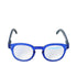B+D Unisex Blue and Grey Round Reading Glasses with Clear Lenses — Now Online.