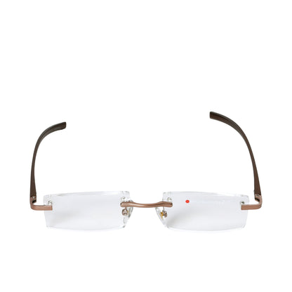 B+D Unisex Bronze/Brown Rimless Reading Glasses with Clear Lenses — Shop Now Online.