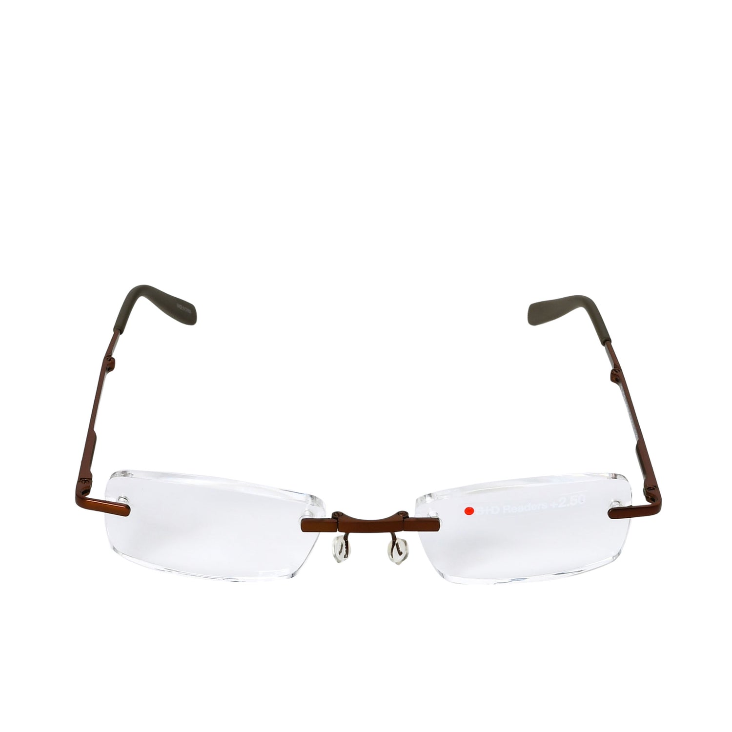 B+D Unisex Brown Rimless Reading Glasses with Clear Lenses — Shop Now Online.