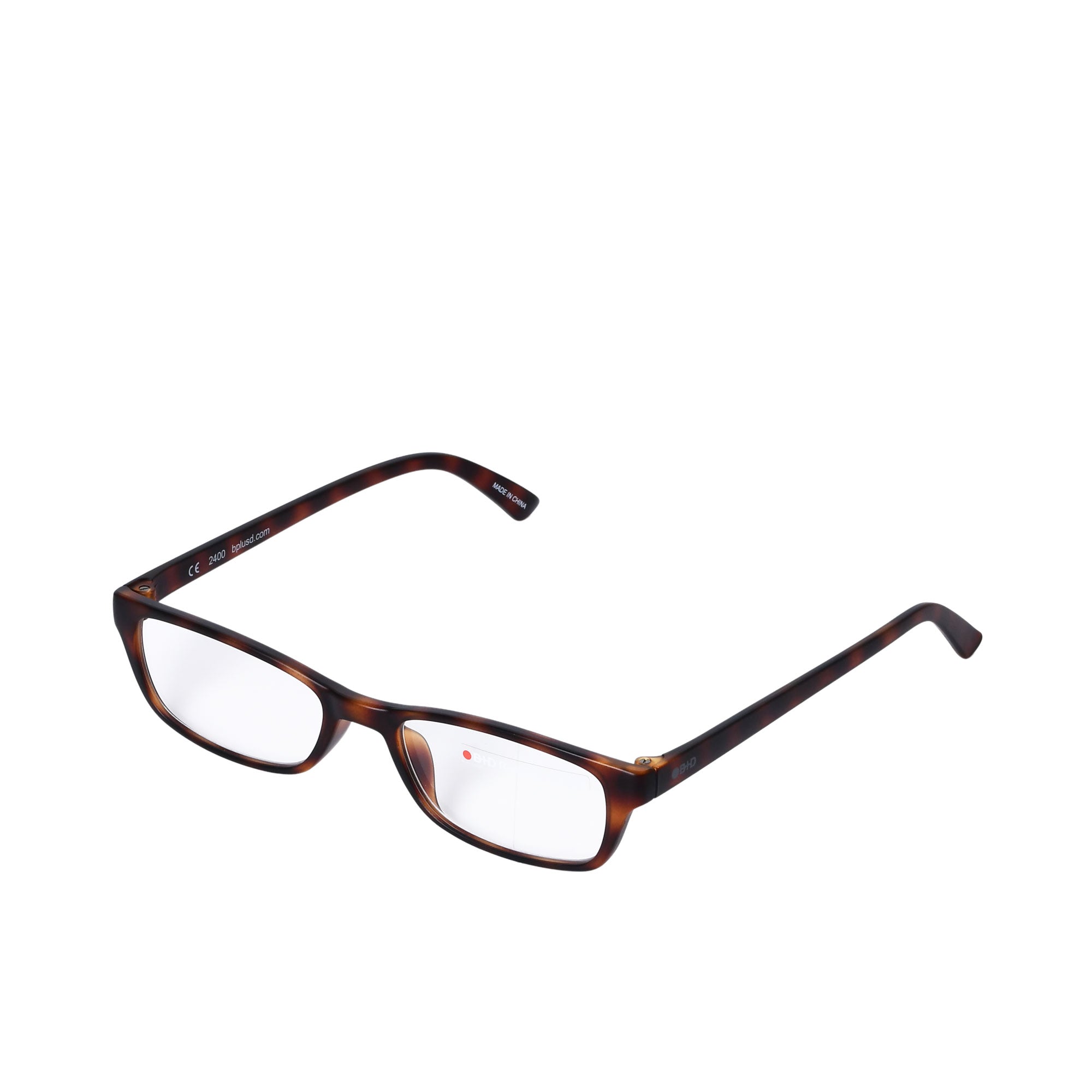 B+D Unisex Brown Tortoise Rectangular Reading Glasses with Clear Lenses — Now Online.