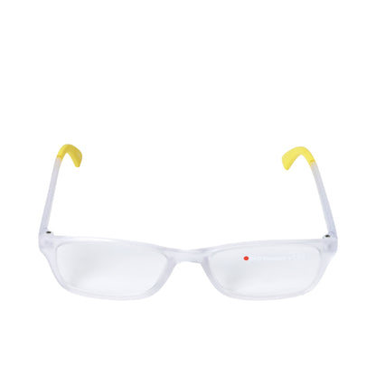 B+D Unisex Clear and Yellow Rectangular Reading Glasses with Clear Lenses — Available for Online Purchase.