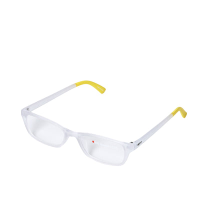 B+D Unisex Clear and Yellow Rectangular Reading Glasses with Clear Lenses — Available for Online Purchase.