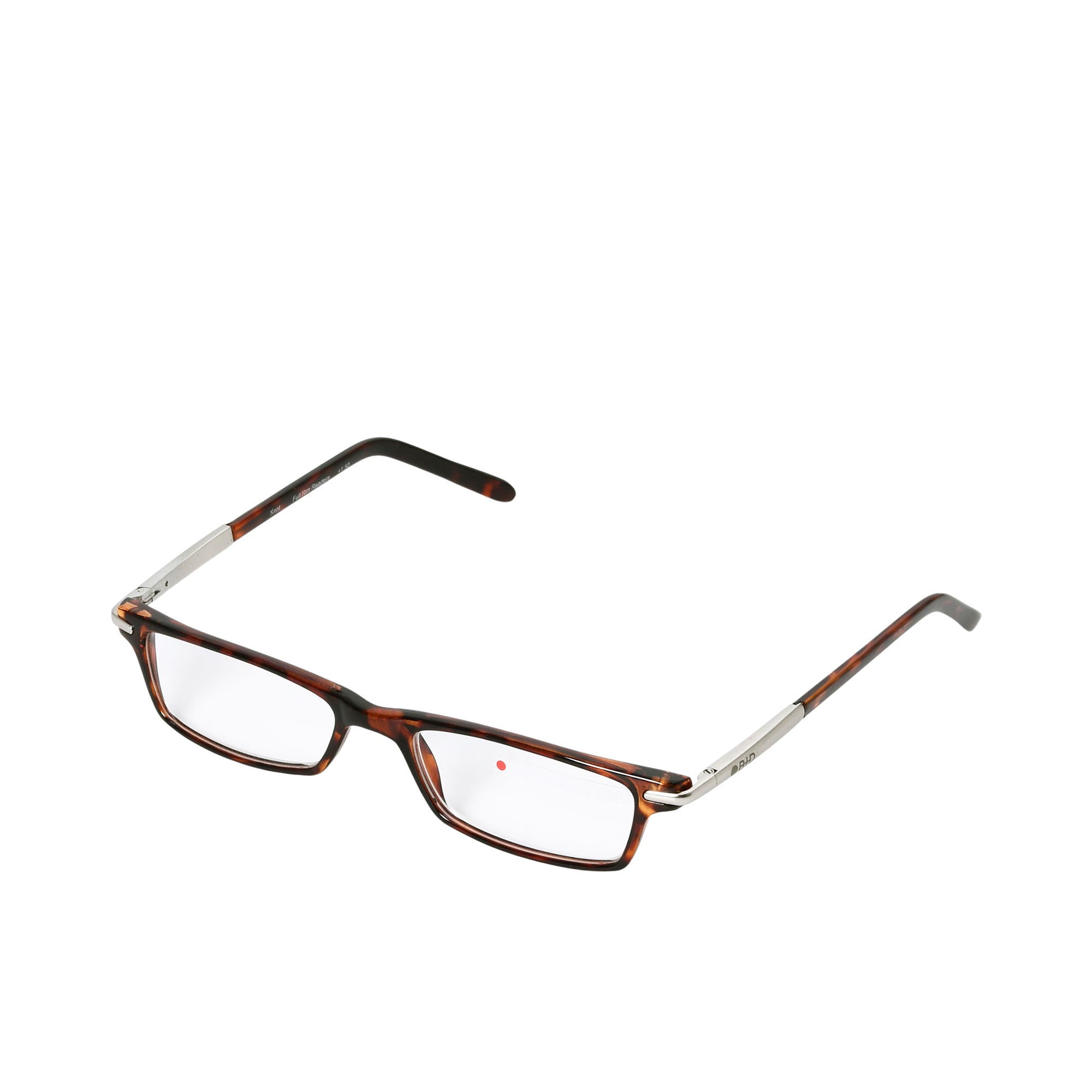 B+D Unisex Rectangular Reading Glasses in Tortoiseshell with Silver Temples — Find Online Today.