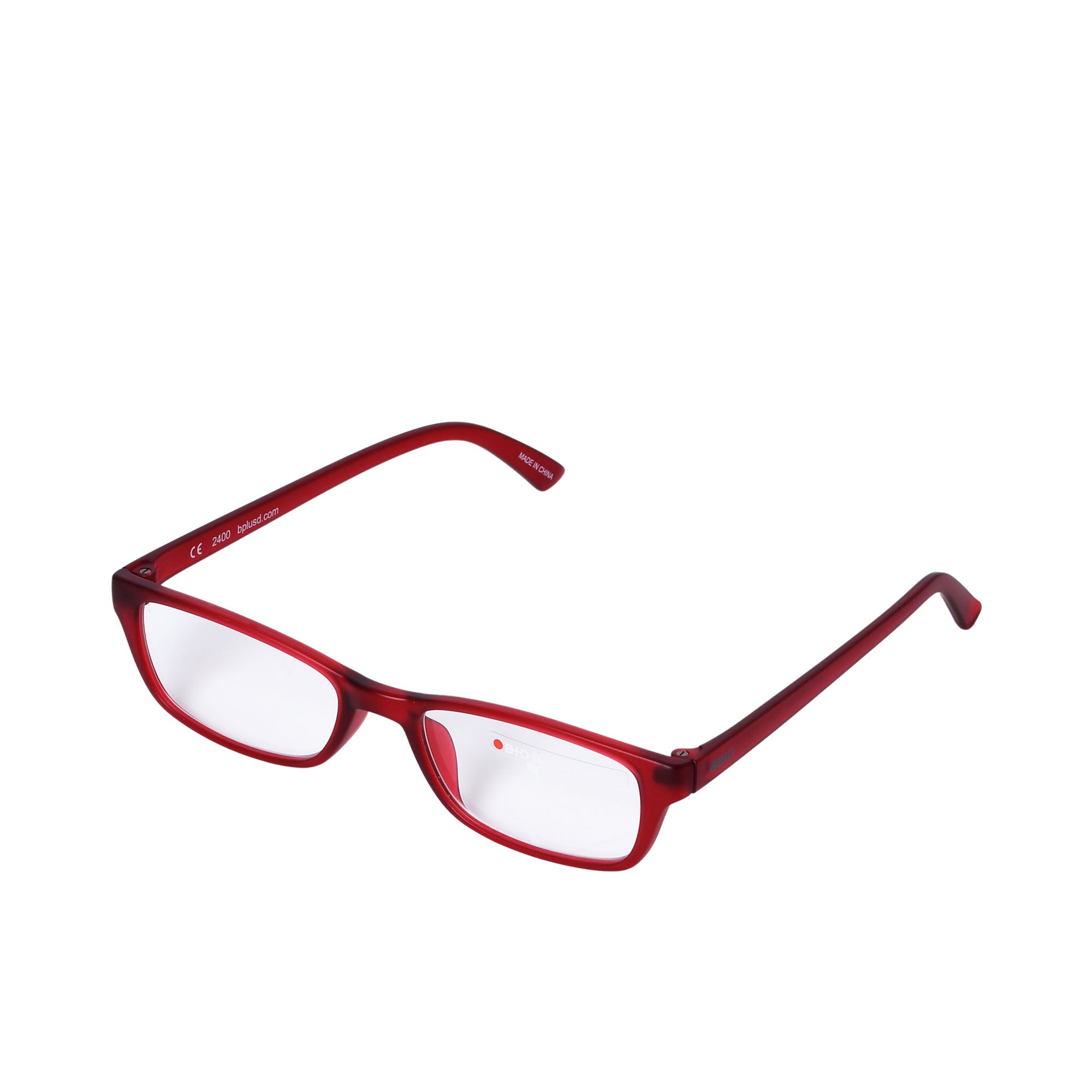 B+D Unisex Red Rectangular Reading Glasses with Clear Lenses — Order Online Today.
