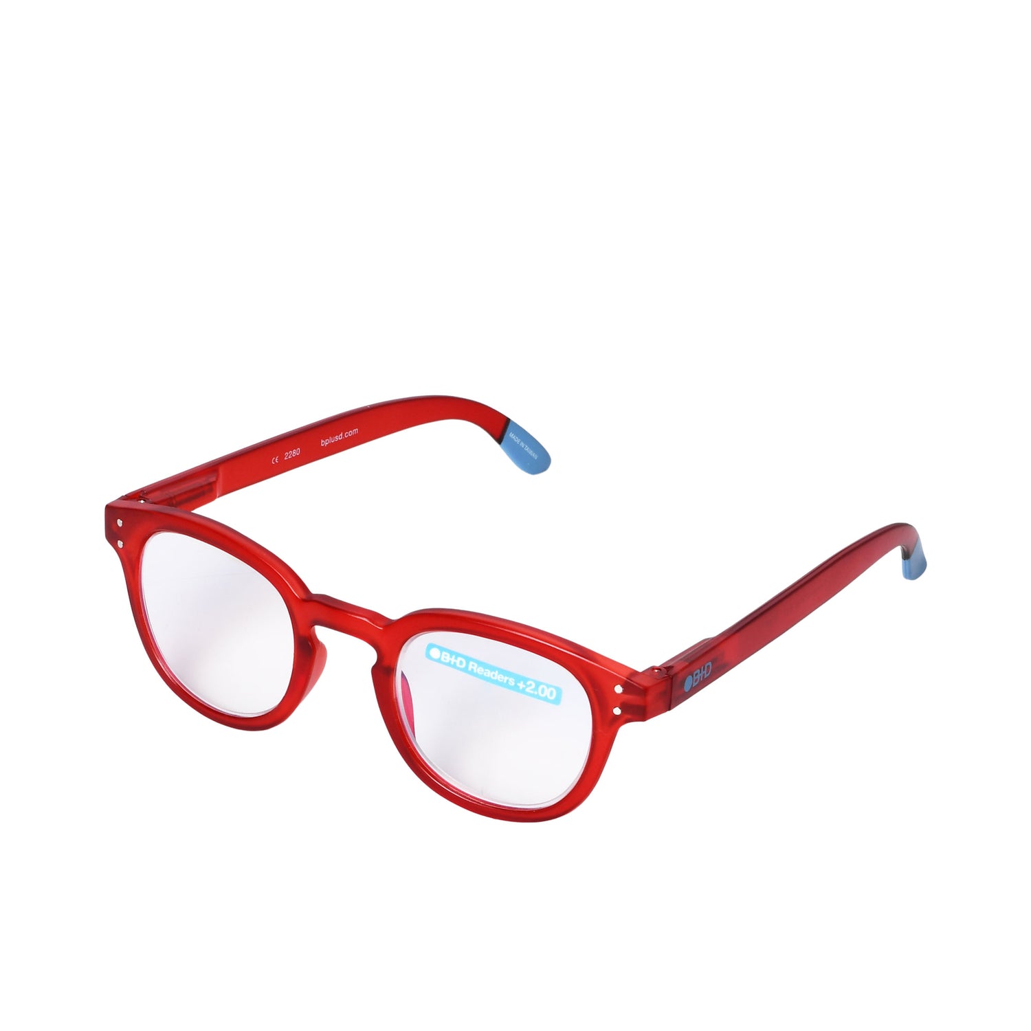 B+D Unisex Red and Blue Round Reading Glasses with Clear Lenses — Shop the Latest Online.