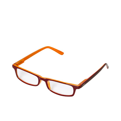 B+D Unisex Red and Orange Rectangular Reading Glasses with Clear Lenses — Shop the Latest Online.