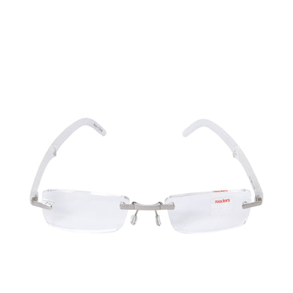 B+D Unisex Silver and White Rimless Reading Glasses with Clear Lenses — Find Online Today.