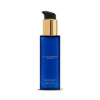 Royal blue rectangular body lotion bottle with a gold-toned pump dispenser and black nozzle, featuring 'THAMEEN LONDON' brand