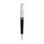 Cerruti Luciano ballpoint pen with a silver-toned polished metallic upper barrel and a glossy black lower barrel, featuring a