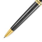 Black pen with textured scale pattern, gold-toned tip, and gold-toned 'CERRUTI 1881' engraved band.