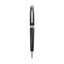 Black carbon fibre ballpoint pen with a silver-toned clip, tip, and a central band featuring the Cerruti 1881 logo.
