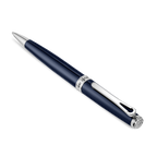 Dark blue ballpoint pen with silver-toned tip, clip, and cap end. Features an engraved 'RUTI 1881' band.