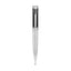 Cerruti Half and Half pen with a black lacquer cap and polished silver-toned stainless steel barrel with horizontal grooves.