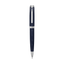 Dark blue textured ballpoint pen with silver-toned cap, clip, and tip, featuring "CERRUTI 1881" engraved on the cap band.