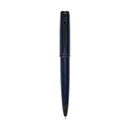 Dark blue textured pen with a smooth black cap top, clip, and writing tip, featuring "CERRUTI 1881" branding.