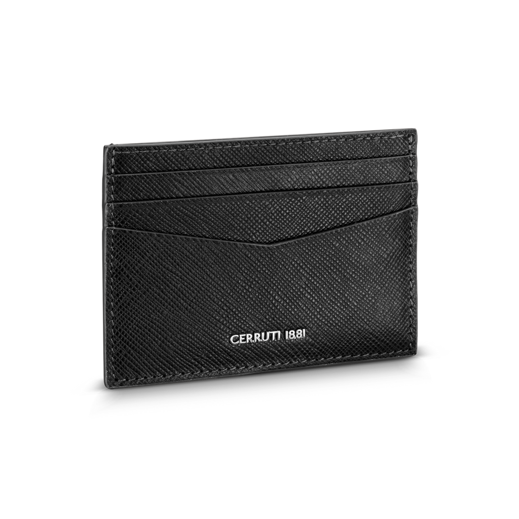 Cerruti Gents Card Holder In Genuine Leather Black