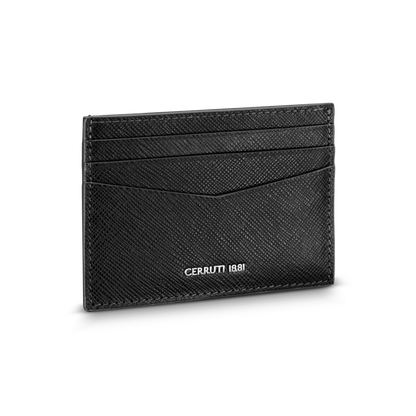 Cerruti Gents Card Holder In Genuine Leather Black