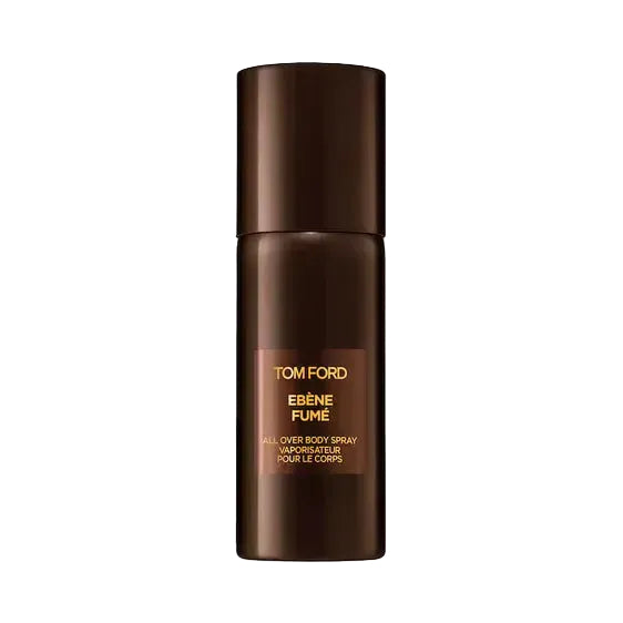 Dark brown cylindrical Tom Ford All Over Body Spray bottle with a rectangular label Main image
