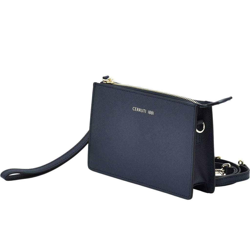 Cerruti Women's Leather Clutch Navy Bag