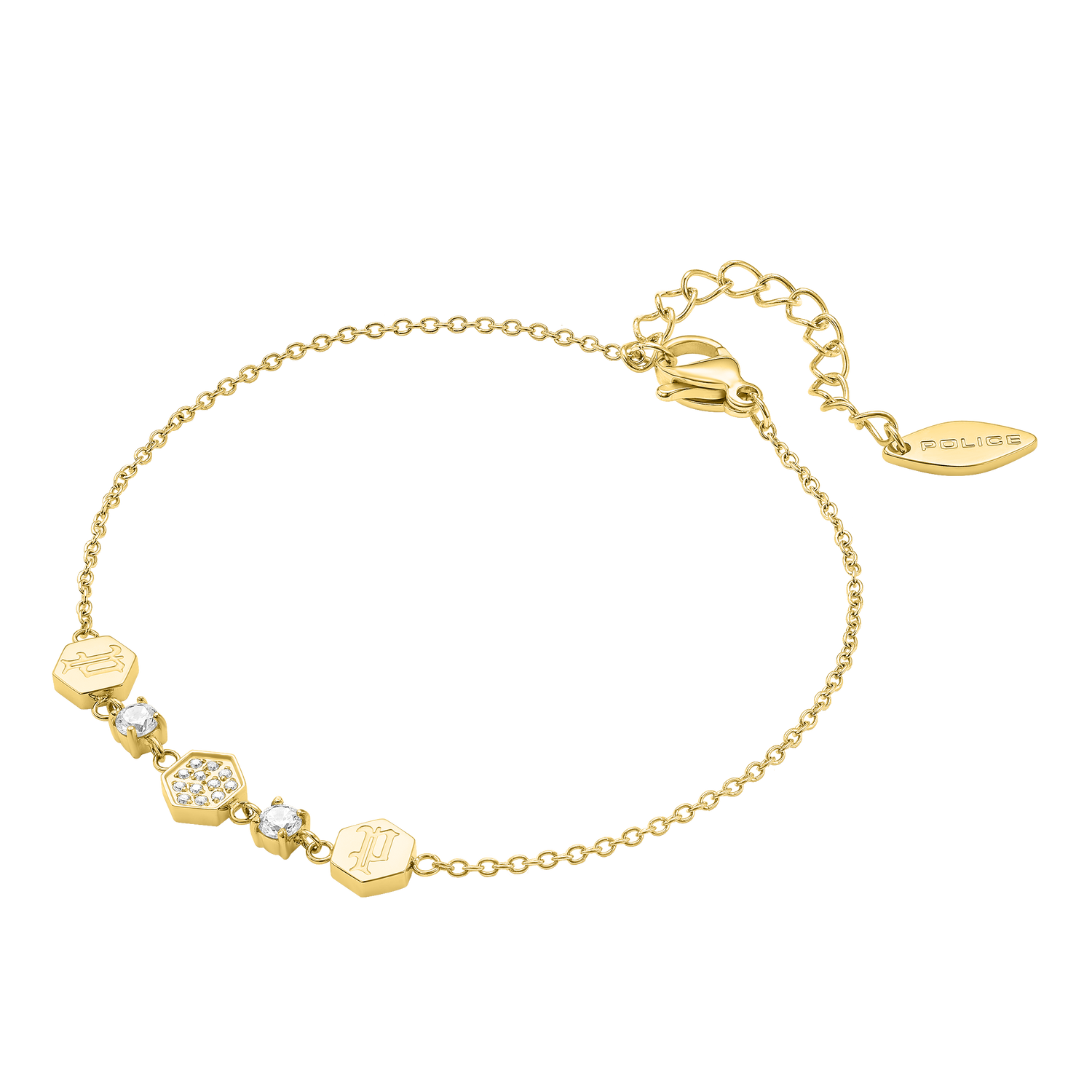 Police Charmed Hex Cubes Crystal Bracelet