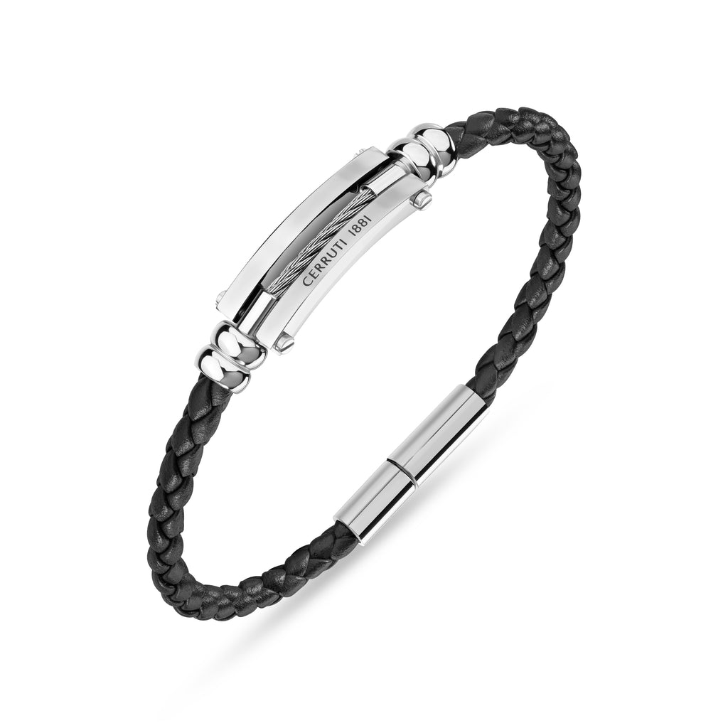 Cerruti 1881 Men's Cirrilio Black Textured Bracelet Leather