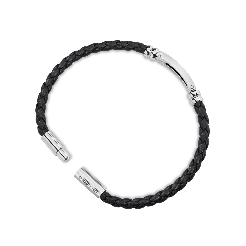 Cerruti 1881 Men's Cirrilio Black Textured Bracelet Leather
