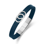 CERRUTI  BRUNO SS NAVY LEATHER BRACELET