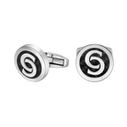 Cerruti 1881 Orlando Men’s Black Carbon Fiber Logo Cufflinks