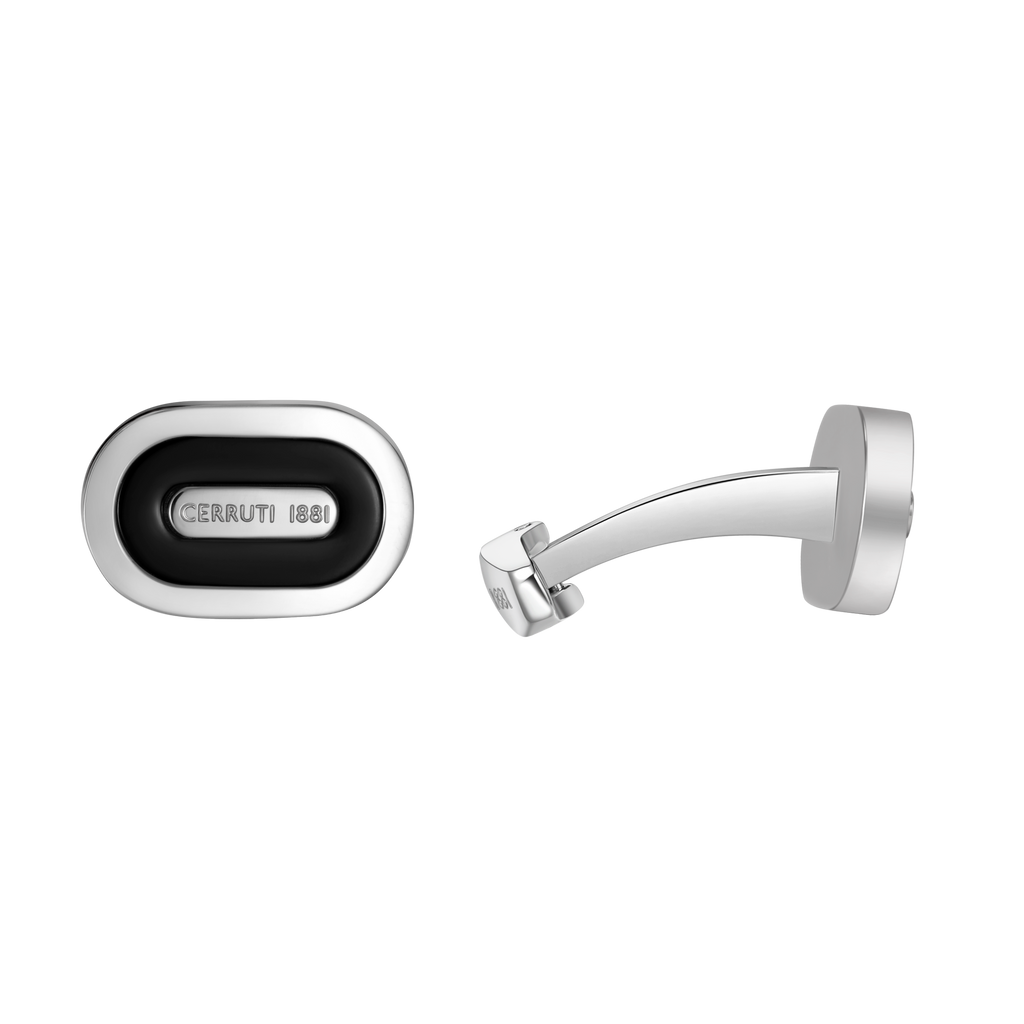 Cerruti Nicola Black Lacquer Branding logo Cufflink