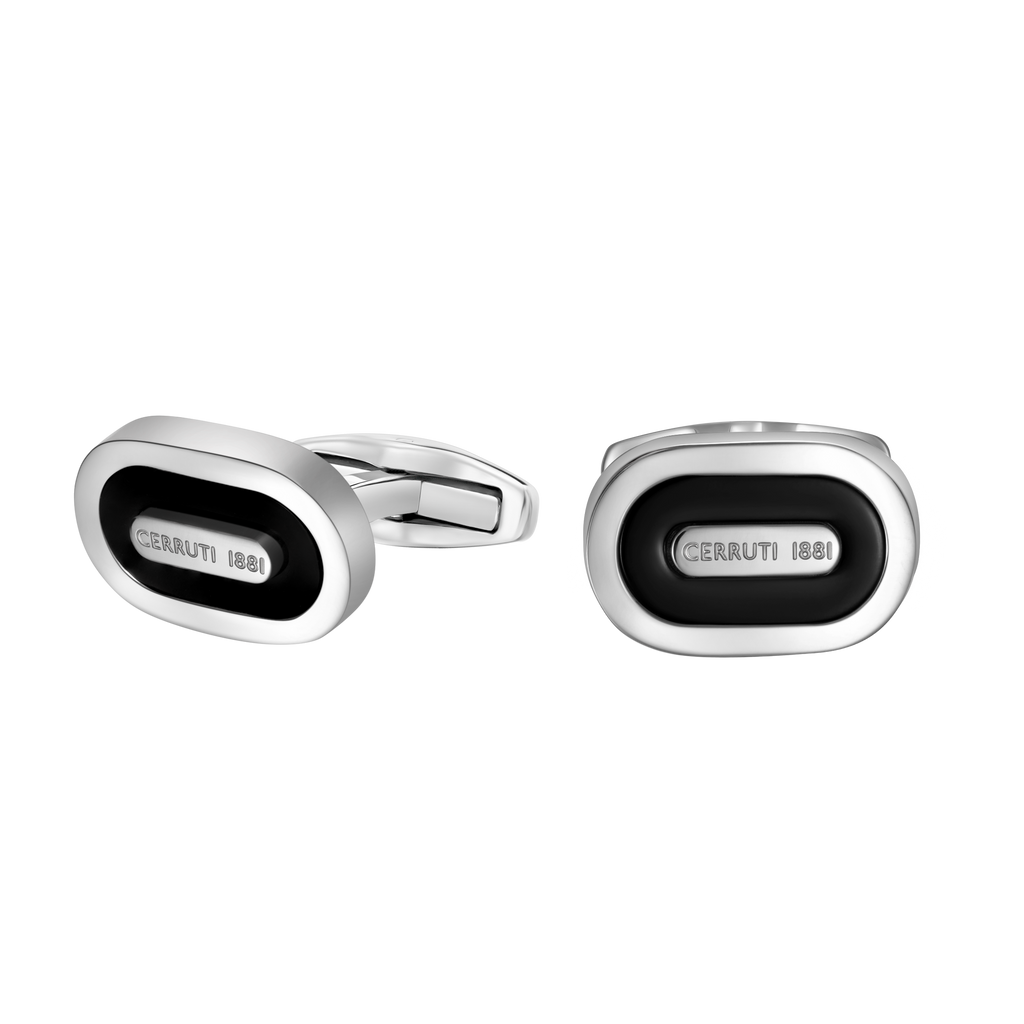 Cerruti Nicola Black Lacquer Branding logo Cufflink