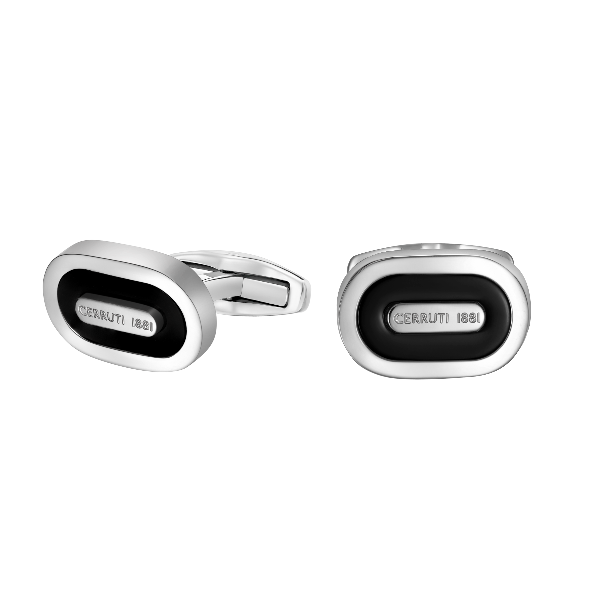 Cerruti Nicola Black Lacquer Branding logo Cufflink
