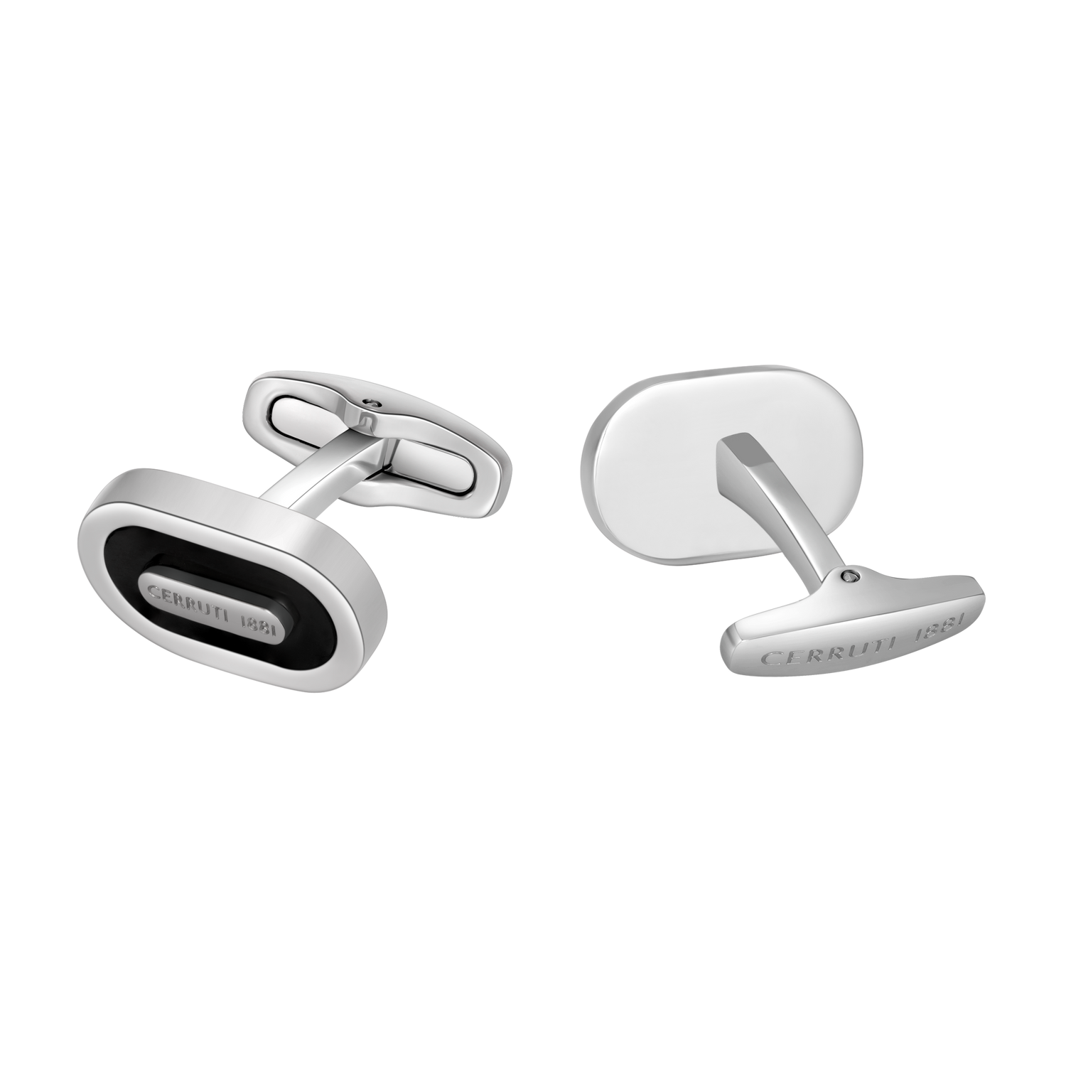 Cerruti Nicola Black Lacquer Branding logo Cufflink