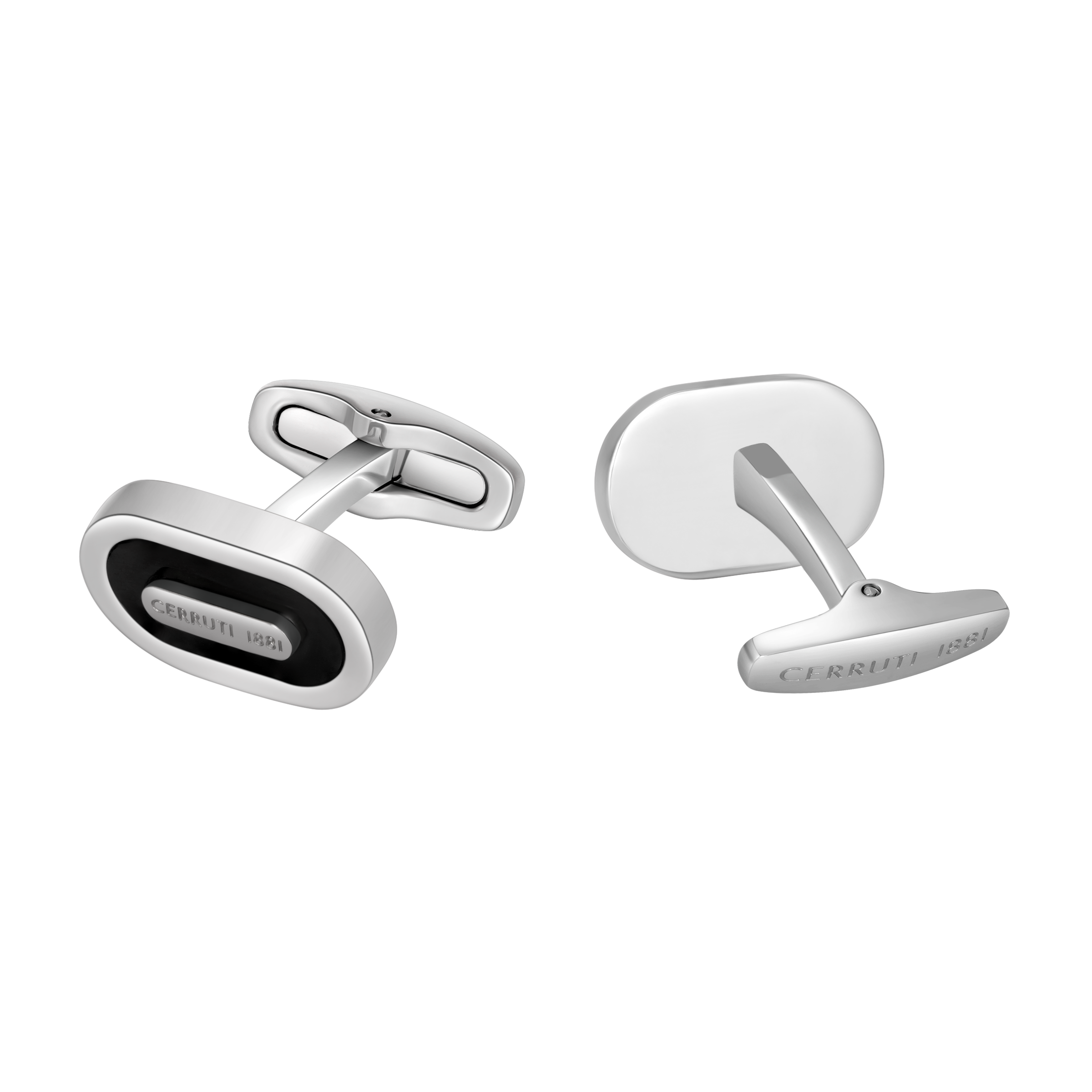 Cerruti Nicola Black Lacquer Branding logo Cufflink