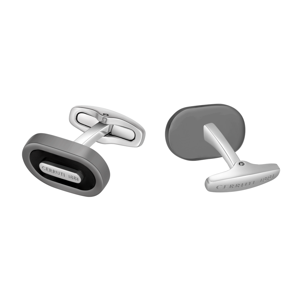 Cerruti Nicola Gun, Black Lacquer Branding Logo Cufflink
