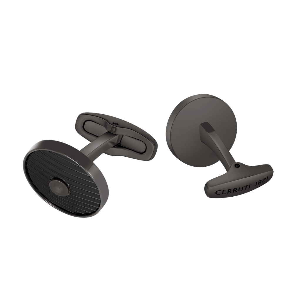 Cerruti 1881 Camillo Men’s Gunmetal Black Round Cufflinks