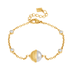 Cerruti Luciana Gold Plated Bracelet with Center Round Motif and White Stones