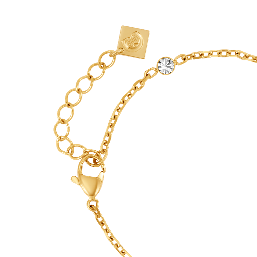 Cerruti Luciana Gold Plated Bracelet with Center Round Motif and White Stones
